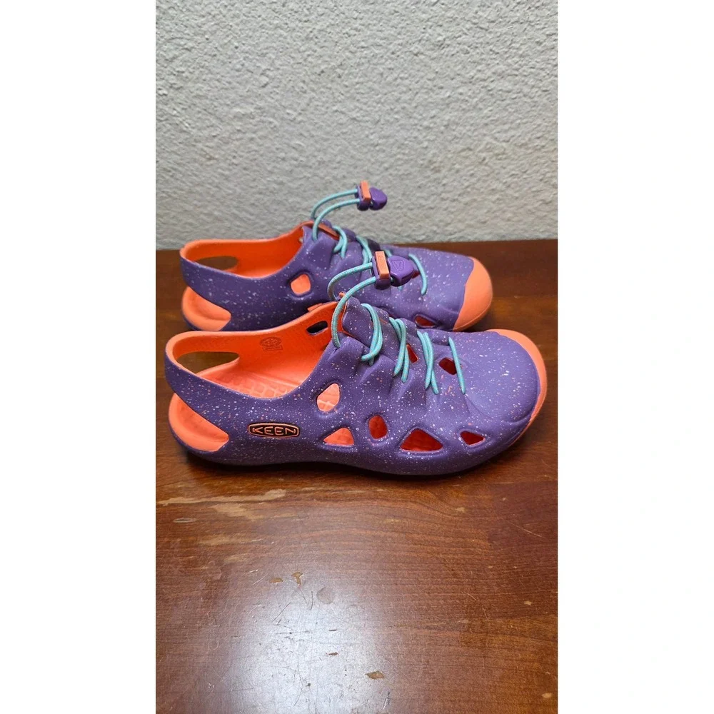 Keen Stingray Sandals Youth 4 Purple Orange Water Hiking Shoes Speckle Bungee